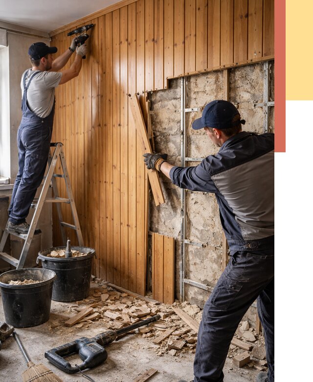 Демонтаж вагонки со стен в Минеральных Водах от 1502 руб. — снятие, удаление, срочно | ОТДЕЛОЧНИК-Мнр