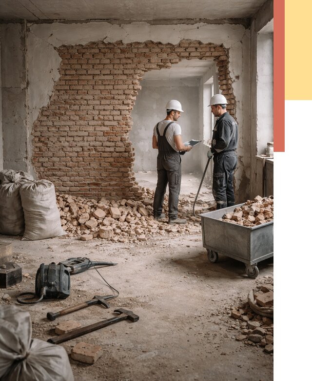 Демонтаж кирпичных стен в Минеральных Водах от 4350 руб. — быстро, недорого, под ключ | ОТДЕЛОЧНИК-Мнр