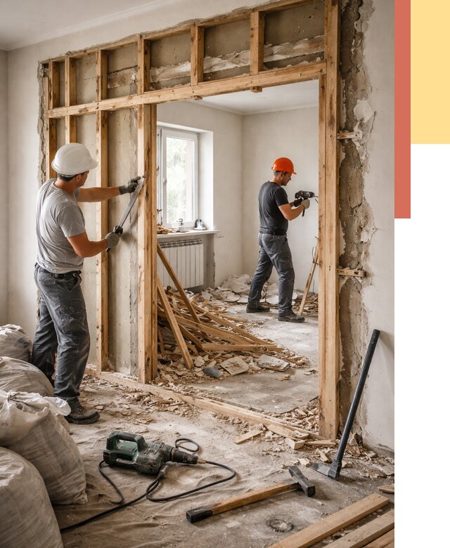 Демонтаж деревянных перегородок в Минеральных Водах от 3315 руб. — быстро и недорого | ОТДЕЛОЧНИК-Мнр