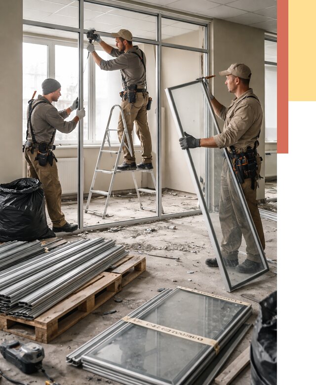 Демонтаж алюминиевых перегородок в Минеральных Водах от 4350 руб. — быстро и недорого | ОТДЕЛОЧНИК-Мнр