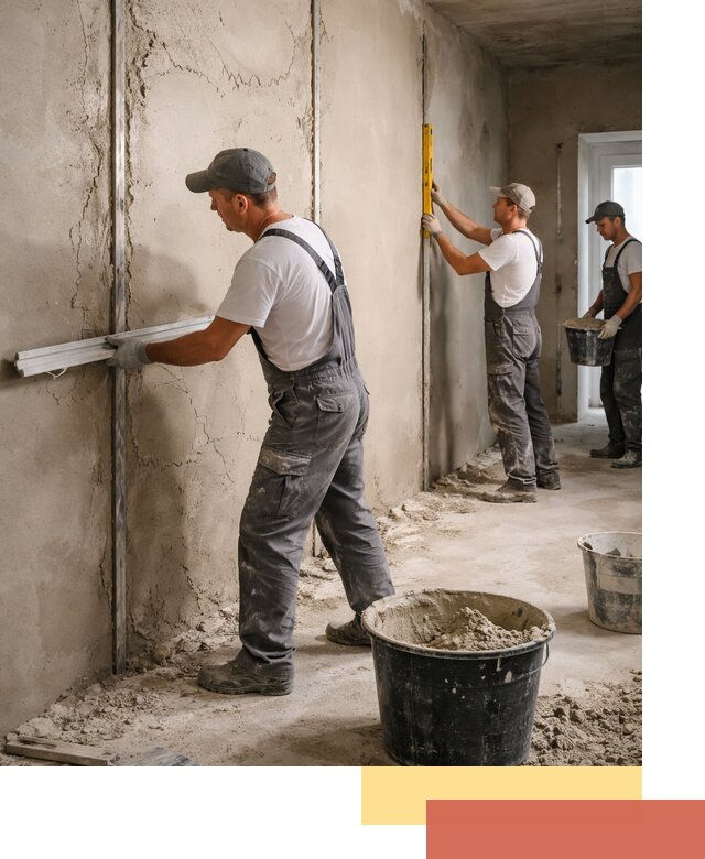 Штукатурка стен по маякам в Минеральных Водах — точная и ровная поверхность