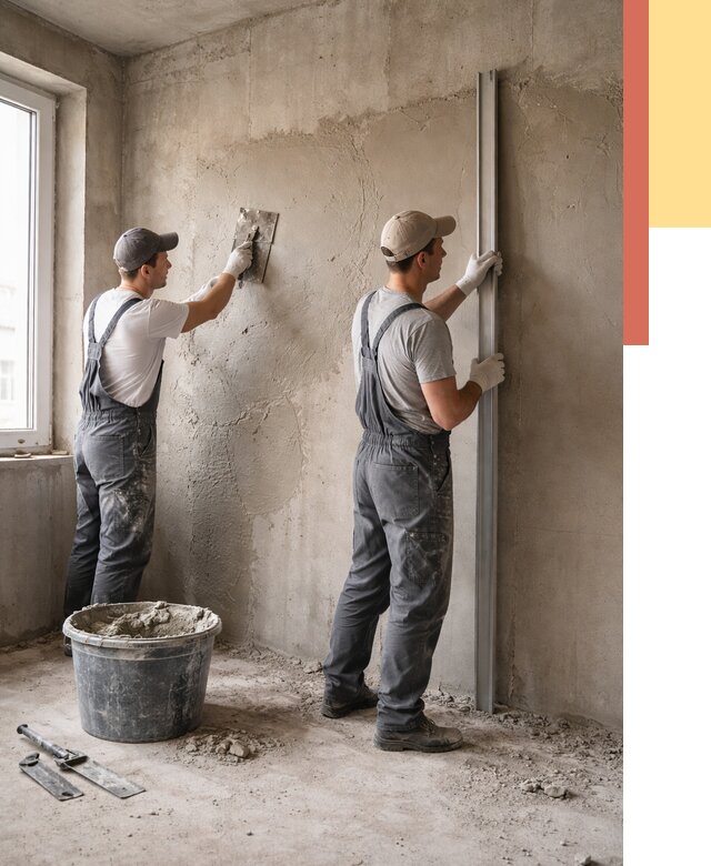 Штукатурка бетонных стен в Минеральных Водах от 4661 руб/м² — качественно и быстро | ОТДЕЛОЧНИК-Мнр