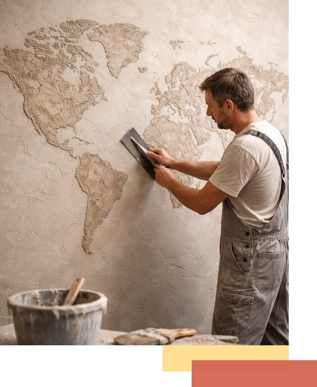 Декоративная штукатурка «Карта мира» под ключ в Минеральных Водах