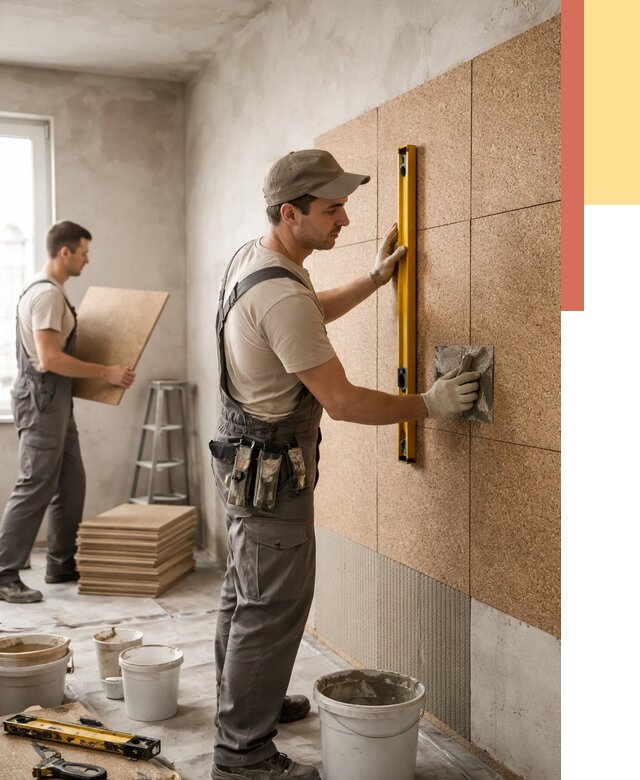 Монтаж пробковых панелей на стены в Минеральных Водах от 3625 руб. — ОТДЕЛОЧНИК-Мнр