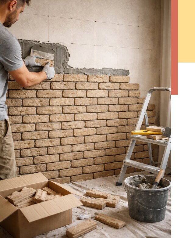 Монтаж декоративного кирпича в Минеральных Водах от 3315 руб./м² — быстро и недорого | ОТДЕЛОЧНИК-Мнр