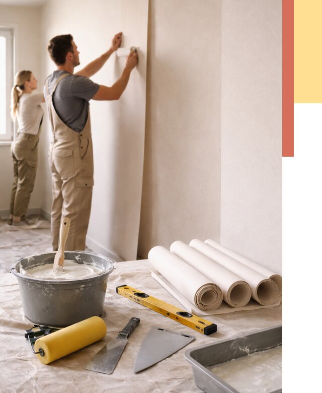 Поклейка бумажных обоев в Минеральных Водах от 5697 руб./м2 — быстро и недорого | ОТДЕЛОЧНИК-Мнр