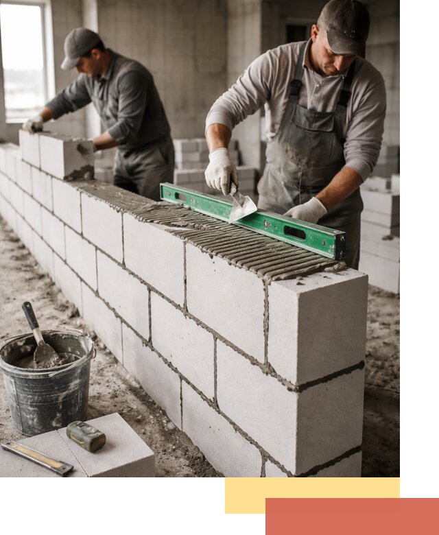 Кладка перегородок из газобетона в Минеральных Водах быстро и качественно