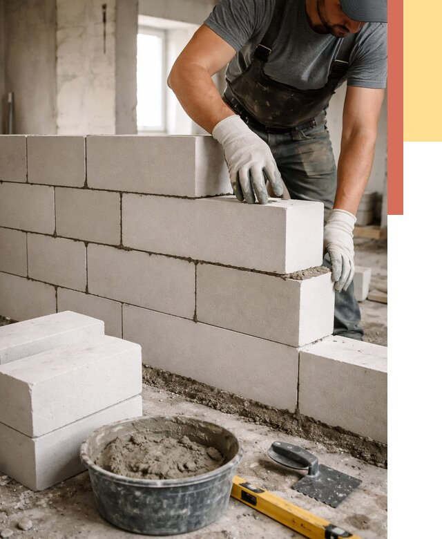 Кладка перегородок из силикатного блока в Минеральных Водах от 4143 руб. под ключ | ОТДЕЛОЧНИК-Мнр