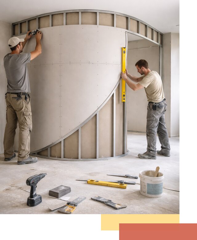 Радиусная перегородка из гипсокартона в Минеральных Водах под ключ