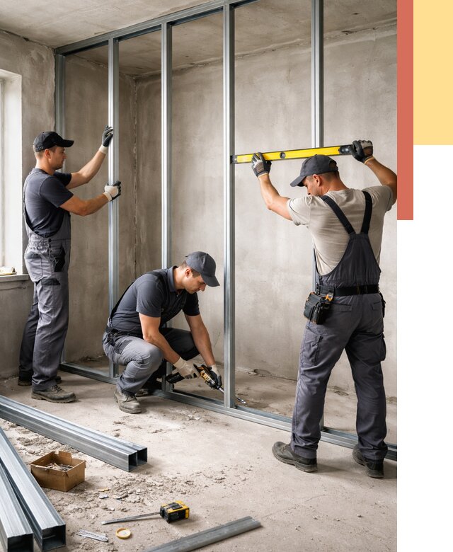 Монтаж каркаса перегородки из профиля в Минеральных Водах от 777 руб. | ОТДЕЛОЧНИК-Мнр