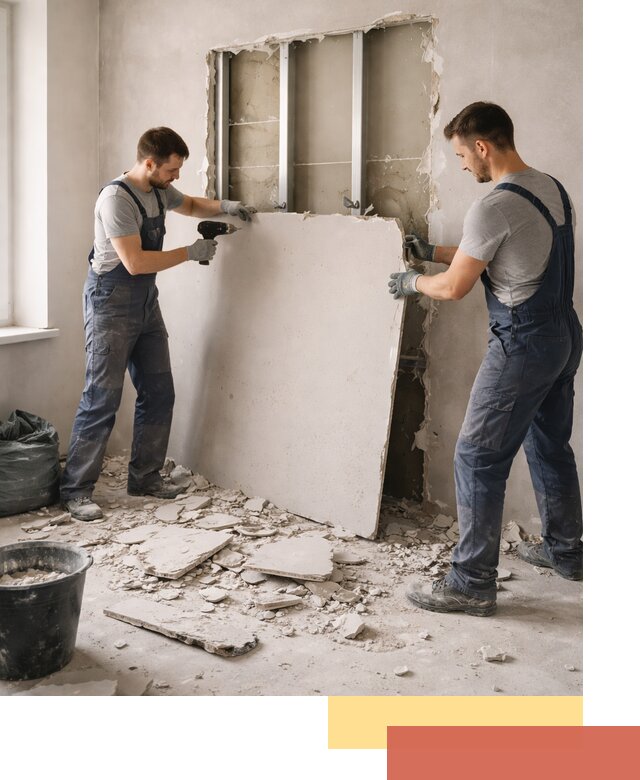 Демонтаж перегородки из гипсокартона в Минеральных Водах быстрый и аккуратный