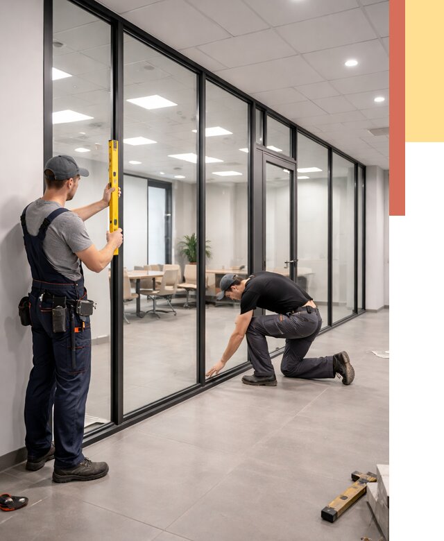 Каркасные стеклянные перегородки в Минеральных Водах под ключ от 9529 руб. | ОТДЕЛОЧНИК-Мнр