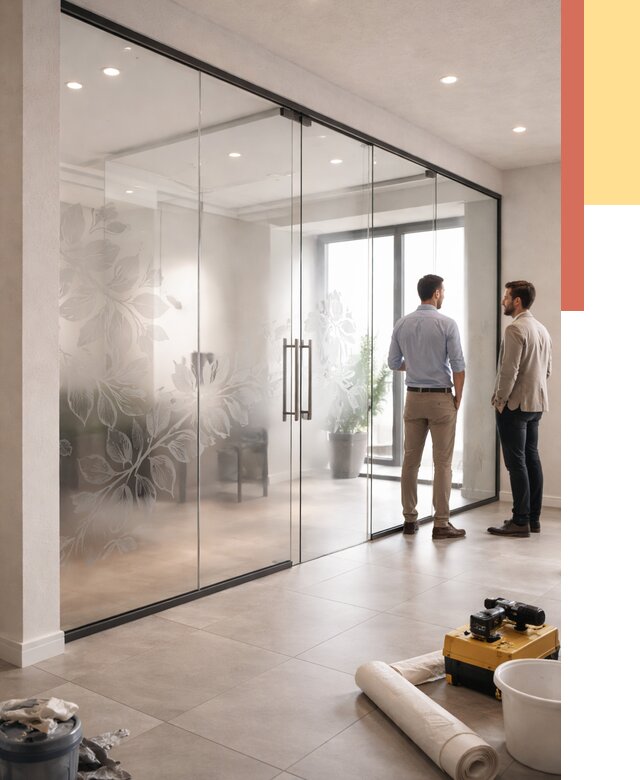 Стеклянные перегородки с рисунком в Минеральных Водах от 12948 руб. монтаж и нанесение | ОТДЕЛОЧНИК-Мнр