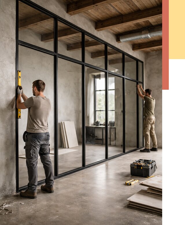 Стеклянные перегородки лофт в Минеральных Водах от 10876 руб. под ключ | ОТДЕЛОЧНИК-Мнр