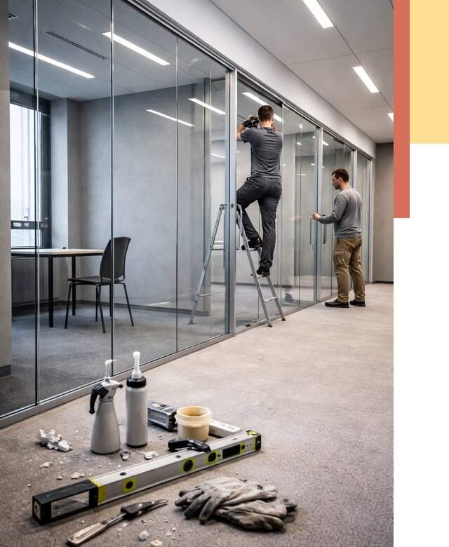 Стеклянные офисные перегородки в Минеральных Водах от 8804 руб. — монтаж и установка | ОТДЕЛОЧНИК-Мнр