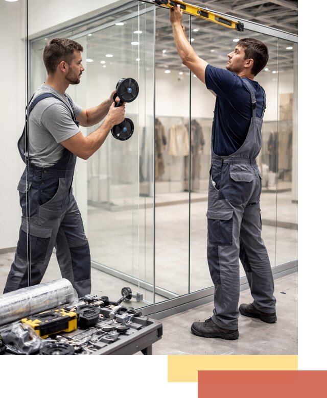 Стеклянные перегородки для магазинов в Минеральных Водах — монтаж и установка