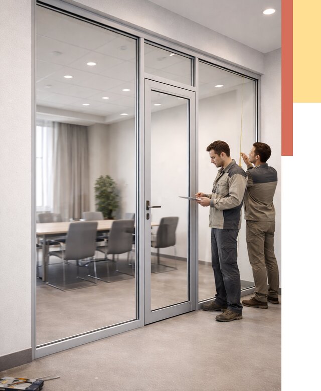 Установка и монтаж алюминиевых перегородок со стеклом в Минеральных Водах от 8494 руб. | ОТДЕЛОЧНИК-Мнр