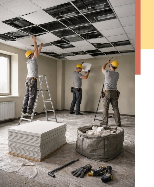 Демонтаж потолка Армстронг в Минеральных Водах от 4661 руб. быстро и недорого | ОТДЕЛОЧНИК-Мнр