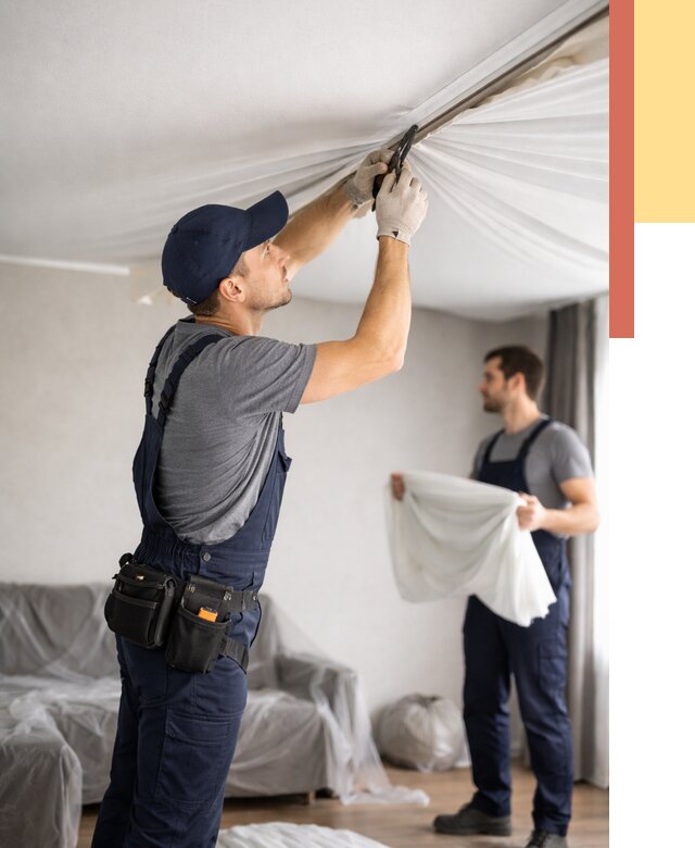 Демонтаж натяжного потолка в Минеральных Водах от 4661 руб. — снятие и разбор под ключ | ОТДЕЛОЧНИК-Мнр