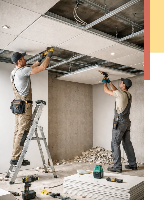 Монтаж акустического потолка в Минеральных Водах от 6733 руб/м2 — быстро и недорого | ОТДЕЛОЧНИК-Мнр