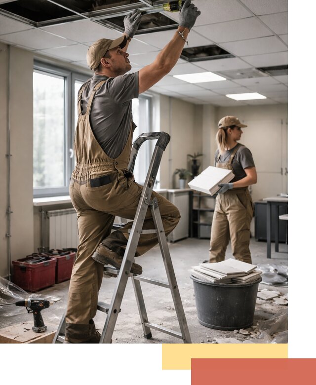 Ремонт потолка Армстронг и замена плит в Минеральных Водах