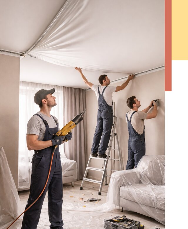 Установка натяжного потолка в Минеральных Водах от 4661 руб. | Быстро и недорого — ОТДЕЛОЧНИК-Мнр