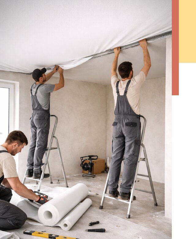 Монтаж тканевого натяжного потолка в Минеральных Водах от 3625 руб. под ключ | ОТДЕЛОЧНИК-Мнр