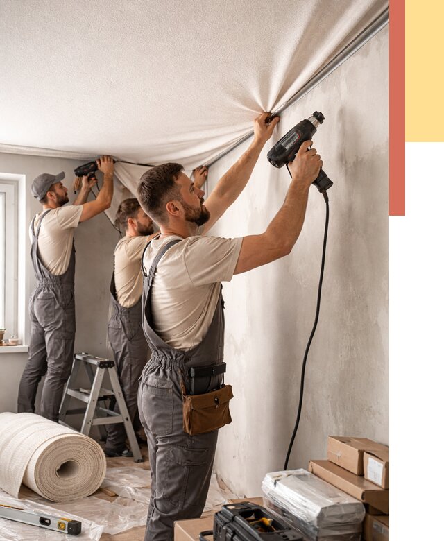 Монтаж фактурного натяжного потолка в Минеральных Водах от 777 руб. — ОТДЕЛОЧНИК-Мнр