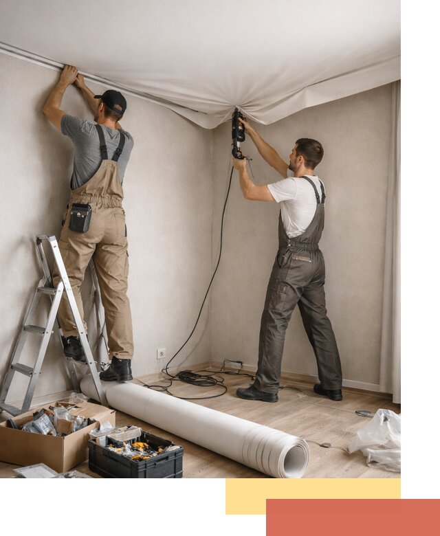 Монтаж цветного натяжного потолка в Минеральных Водах за один день