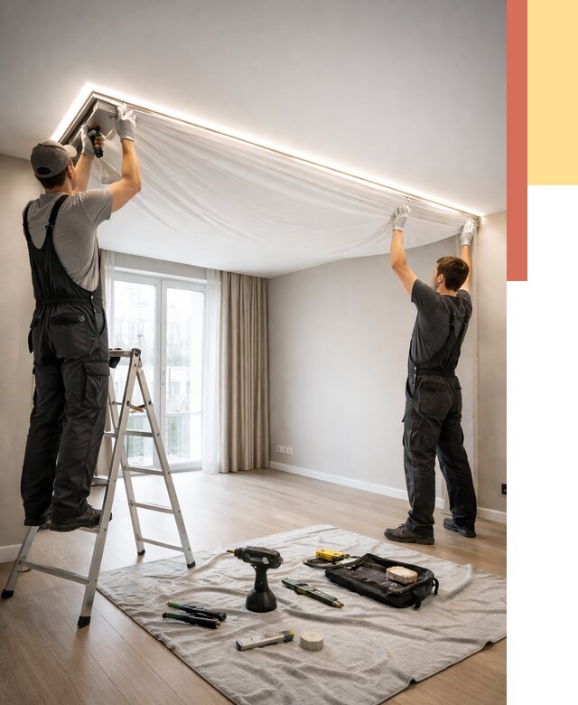 Монтаж парящего натяжного потолка в Минеральных Водах от 4661 руб. быстро и недорого | ОТДЕЛОЧНИК-Мнр