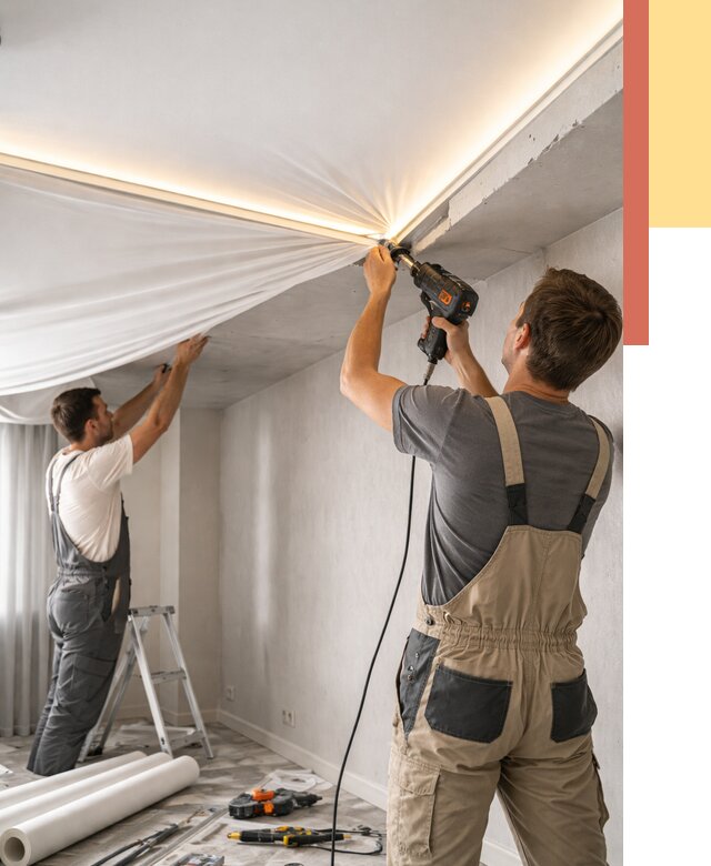 Монтаж натяжного потолка с подсветкой в Минеральных Водах от 984 руб. | ОТДЕЛОЧНИК-Мнр