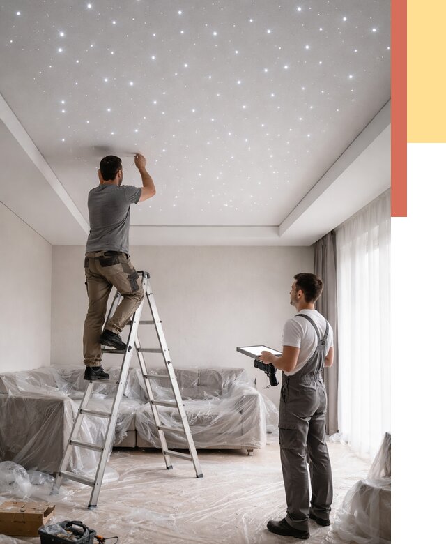 Монтаж натяжного потолка «звездное небо» в Минеральных Водах от 6733 руб. | ОТДЕЛОЧНИК-Мнр