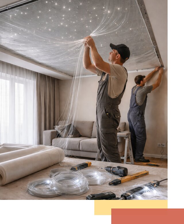 Монтаж натяжного потолка «Звездное небо» в Минеральных Водах