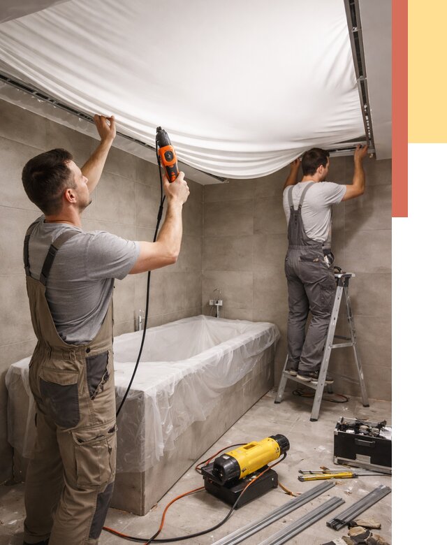 Монтаж натяжного потолка в ванной в Минеральных Водах от 1243 руб. под ключ | ОТДЕЛОЧНИК-Мнр