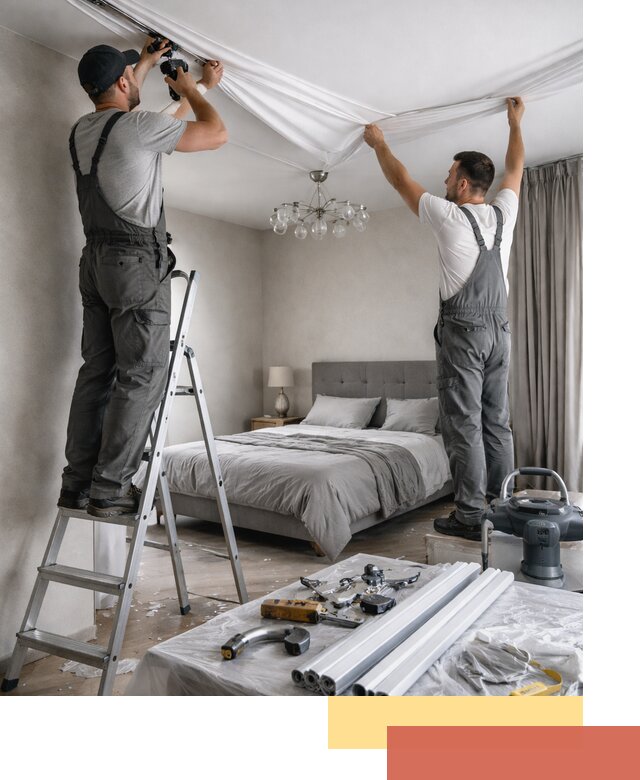 Монтаж натяжного потолка в спальне в Минеральных Водах