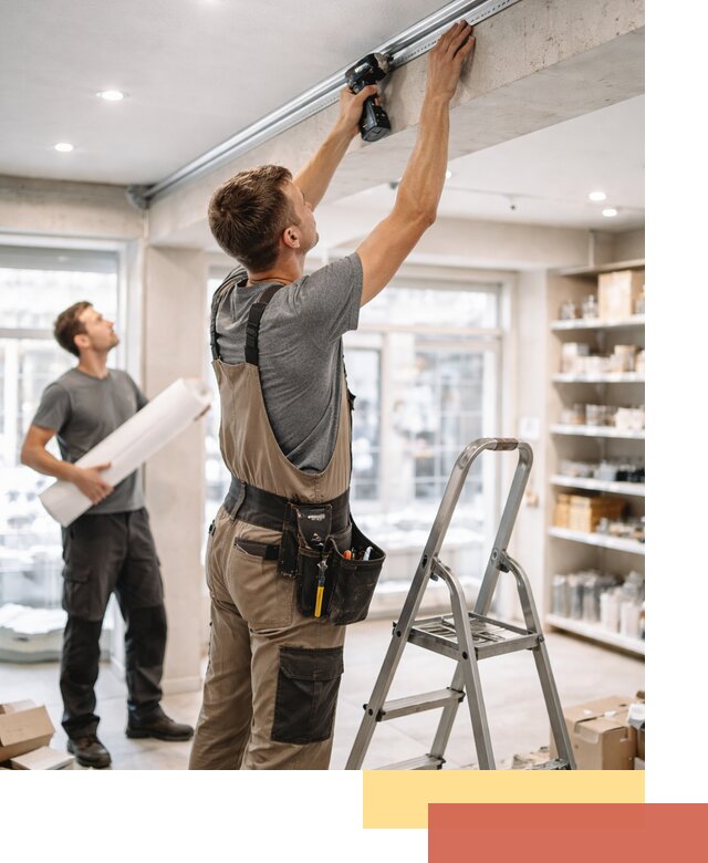 Монтаж натяжных потолков в магазине в Минеральных Водах