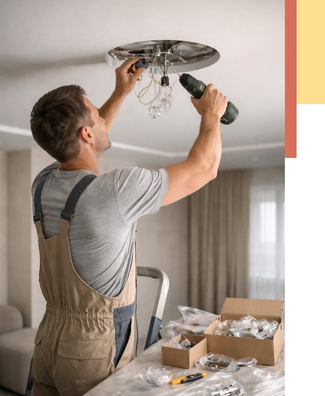 Установка люстры в натяжной потолок в Минеральных Водах от 1243 руб. | Быстро и недорого — ОТДЕЛОЧНИК-Мнр