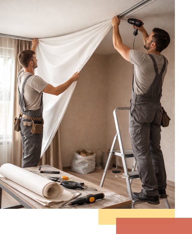 Замена полотна натяжного потолка в Минеральных Водах быстро и качественно