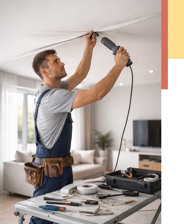 Ремонт натяжных потолков в Минеральных Водах от 9840 руб. под ключ — ОТДЕЛОЧНИК-Мнр