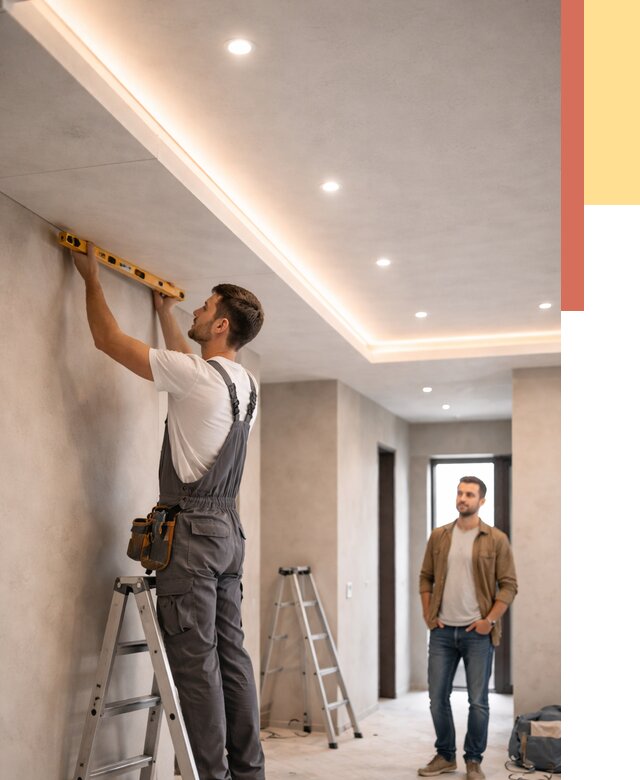 Потолок из гипсокартона с подсветкой в Минеральных Водах от 777 руб./м2 под ключ | ОТДЕЛОЧНИК-Мнр