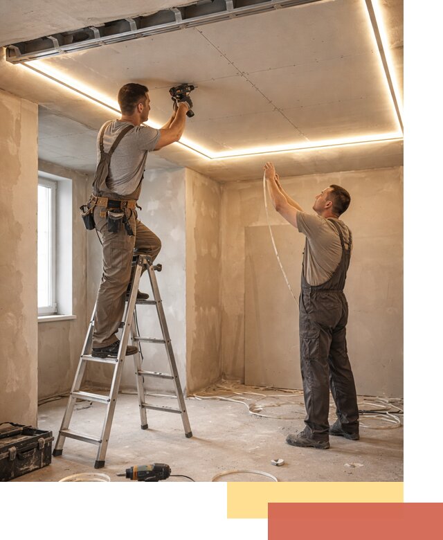 Потолок из гипсокартона с подсветкой в Минеральных Водах