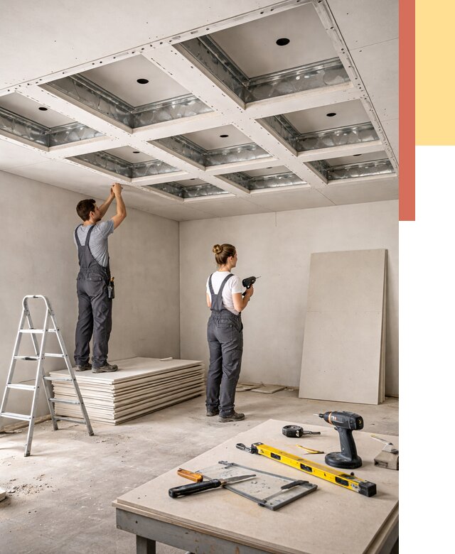 Кессонный потолок из гипсокартона в Минеральных Водах от 1916 руб. — монтаж и под ключ | ОТДЕЛОЧНИК-Мнр