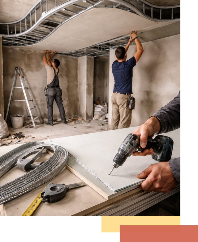 Криволинейный потолок из гипсокартона в Минеральных Водах — монтаж и отделка